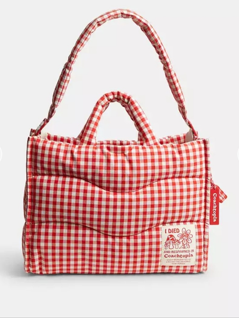 Coachtopia loop tote bag in gingham Large size